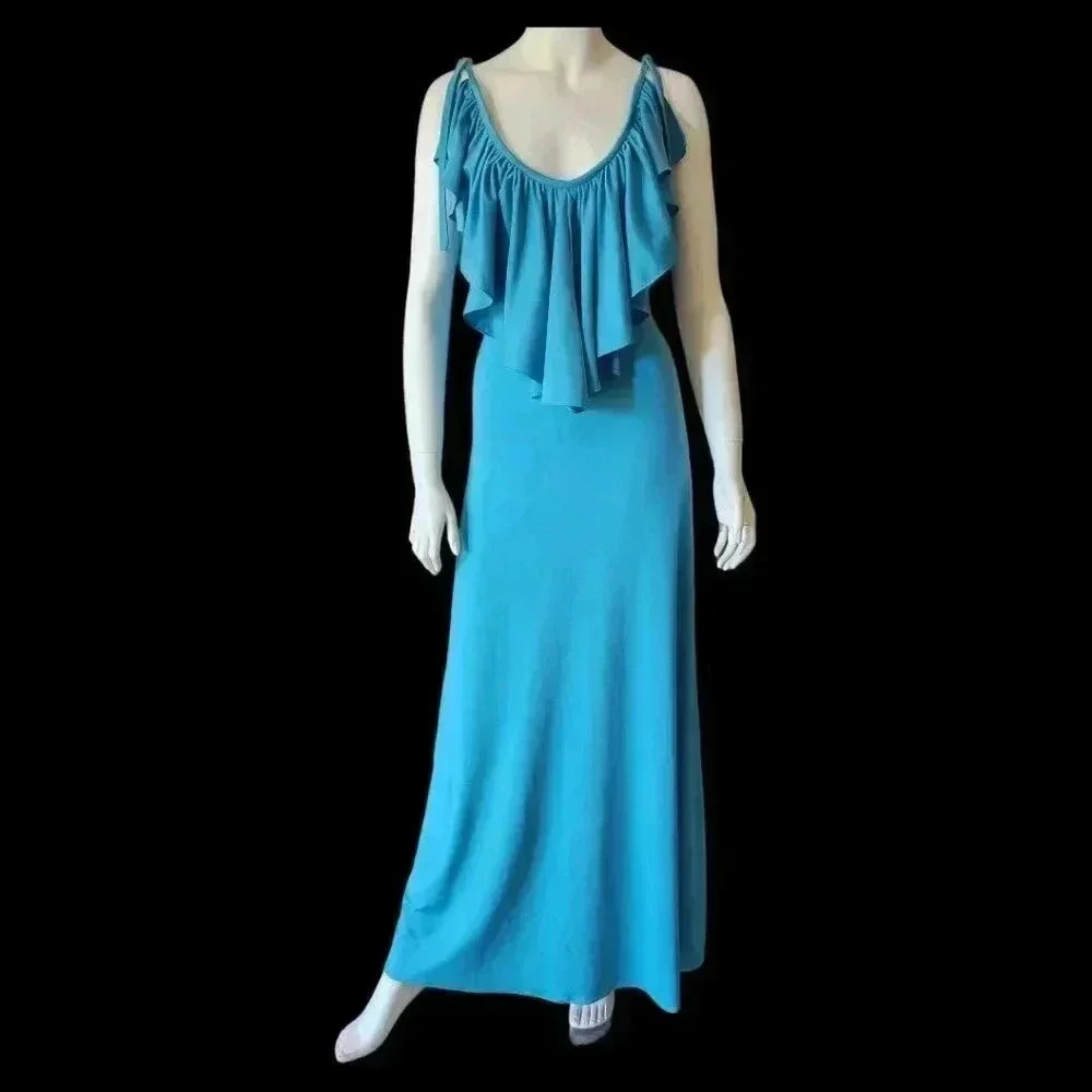 VINTAGE 70s 80s Climax by David Howard Disco Maxi Dress S